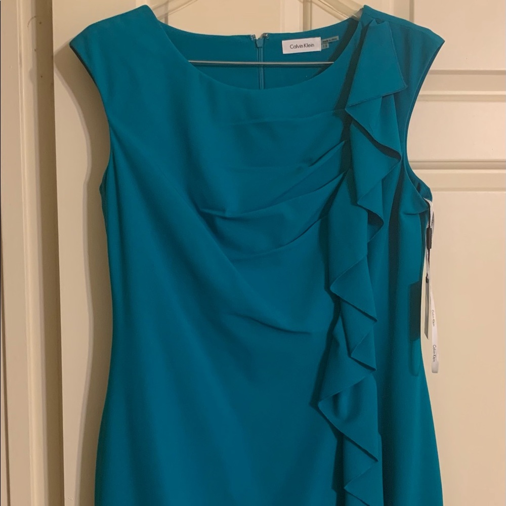 Calvin Klein dress (12) new with tags beautiful turquoise color